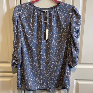 Max Studio Cornflower Blue Floral Blouse NWT XL
